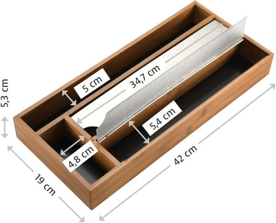 Kesper | Folienspender, Material: Bambus, Masse: 42 x 19 x 5,4 cm, Farbe: braun |59041 13 Dunkelbrau