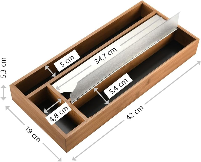 Kesper | Folienspender, Material: Bambus, Masse: 42 x 19 x 5,4 cm, Farbe: braun |59041 13 Dunkelbrau