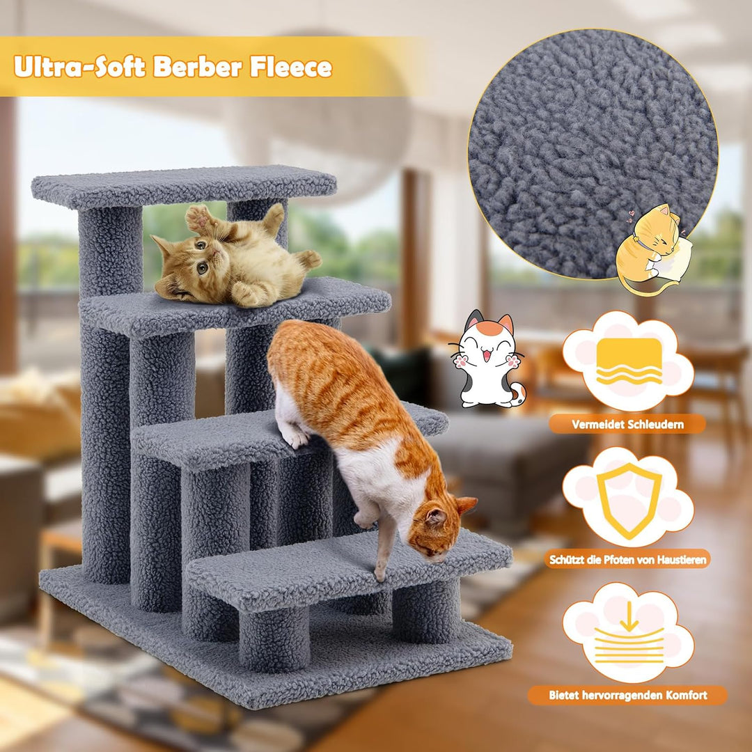 GOPLUS Tiertreppe Beige, Haustiertreppe Katzentreppe Hundetreppe Kletterbaum Katzenkratzbaum Spielba