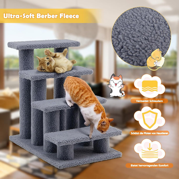 GOPLUS Tiertreppe Beige, Haustiertreppe Katzentreppe Hundetreppe Kletterbaum Katzenkratzbaum Spielba