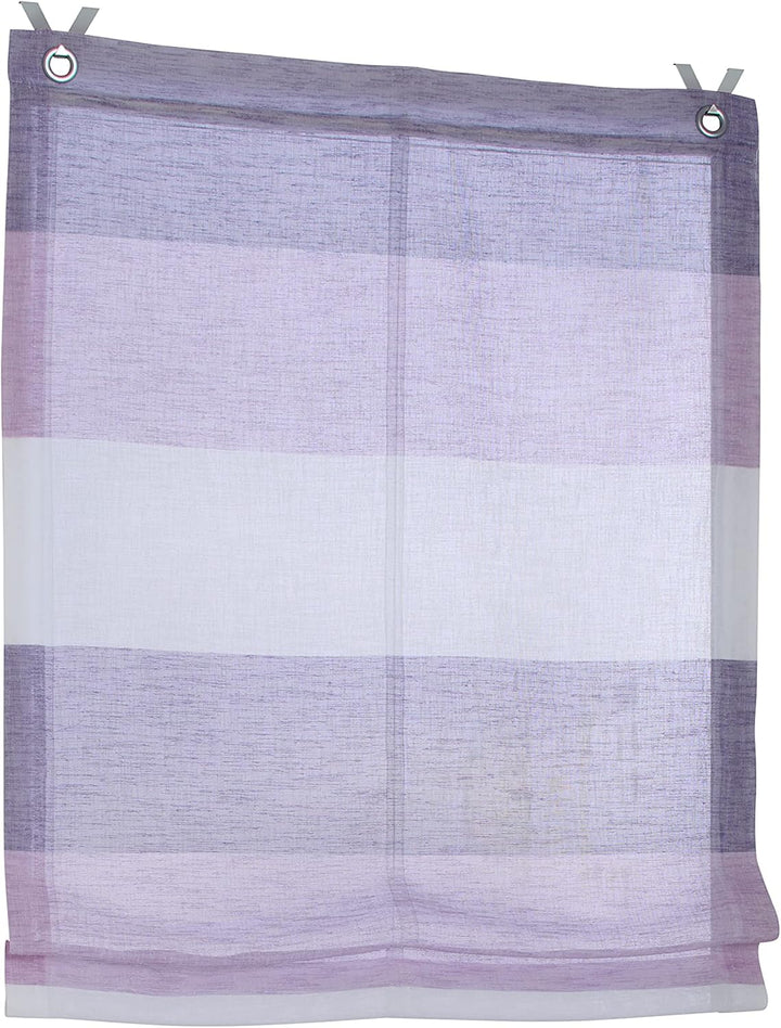 Ösenrollo Marit gestreift Rose/lila/Creme mit bunten Webstreifen Breite 45 cm x Höhe 120 cm, incl. F