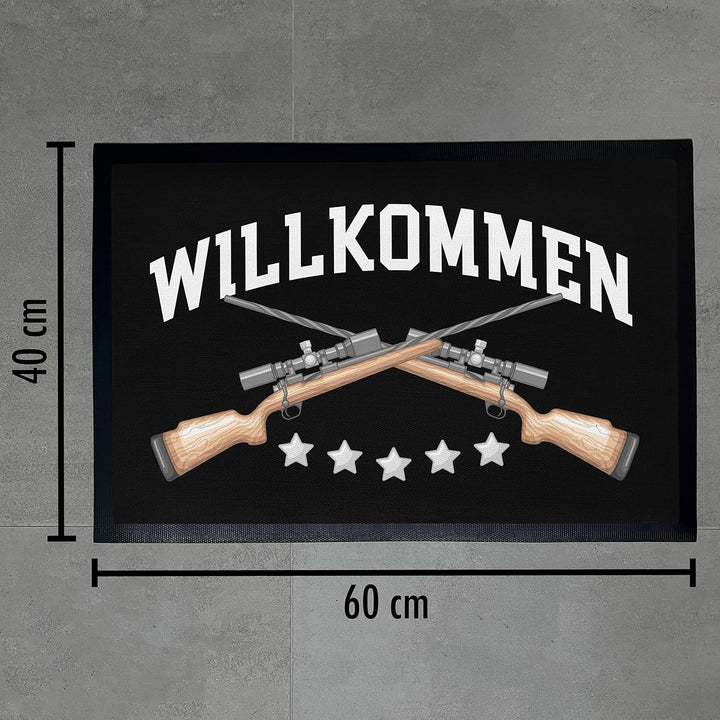 Trendation - Willkommen Fussmatte Grafik Schmutzfangmatte Geschenk Aussen Innenbereich 60x40 cm Wasc