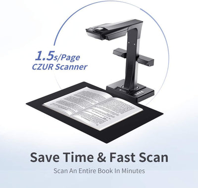 CZUR ET18 Pro Buchscanner mit LED Fülllicht, OCR Dokumentenscanner 18 Megapixel Dokumentenkamera Vis