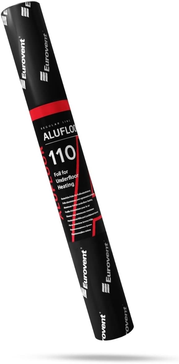 KAUFDAS 1,0m x 50lfm = 50 m² Eurovent ALUFLOOR für Fussbodenheizung Rasterfolie Fussbodenisolierung