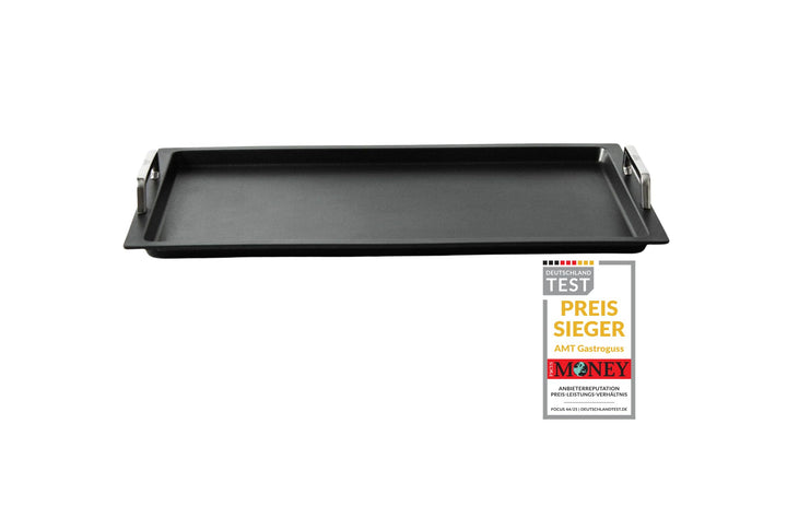 AMT Gastroguss Klaus grillt Gastronorm - Grillplatte GN 1/1 by, 53 x 33 cm, 2 cm tief, mit Edelstahl