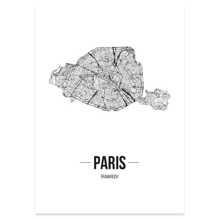 JUNIWORDS Stadtposter, Paris, Wähle eine Grösse, 40 x 60 cm, Poster, Schrift B, Weiss 40 x 60 cm Sch