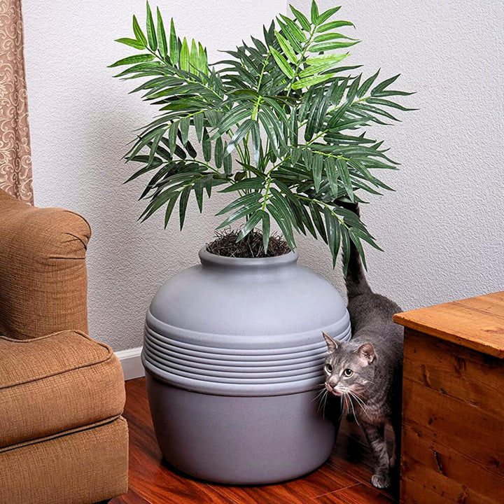 Good Pet Stuff Original versteckte Katzentoilette mit künstlicher Pflanze und geschlossenem Katzenkl
