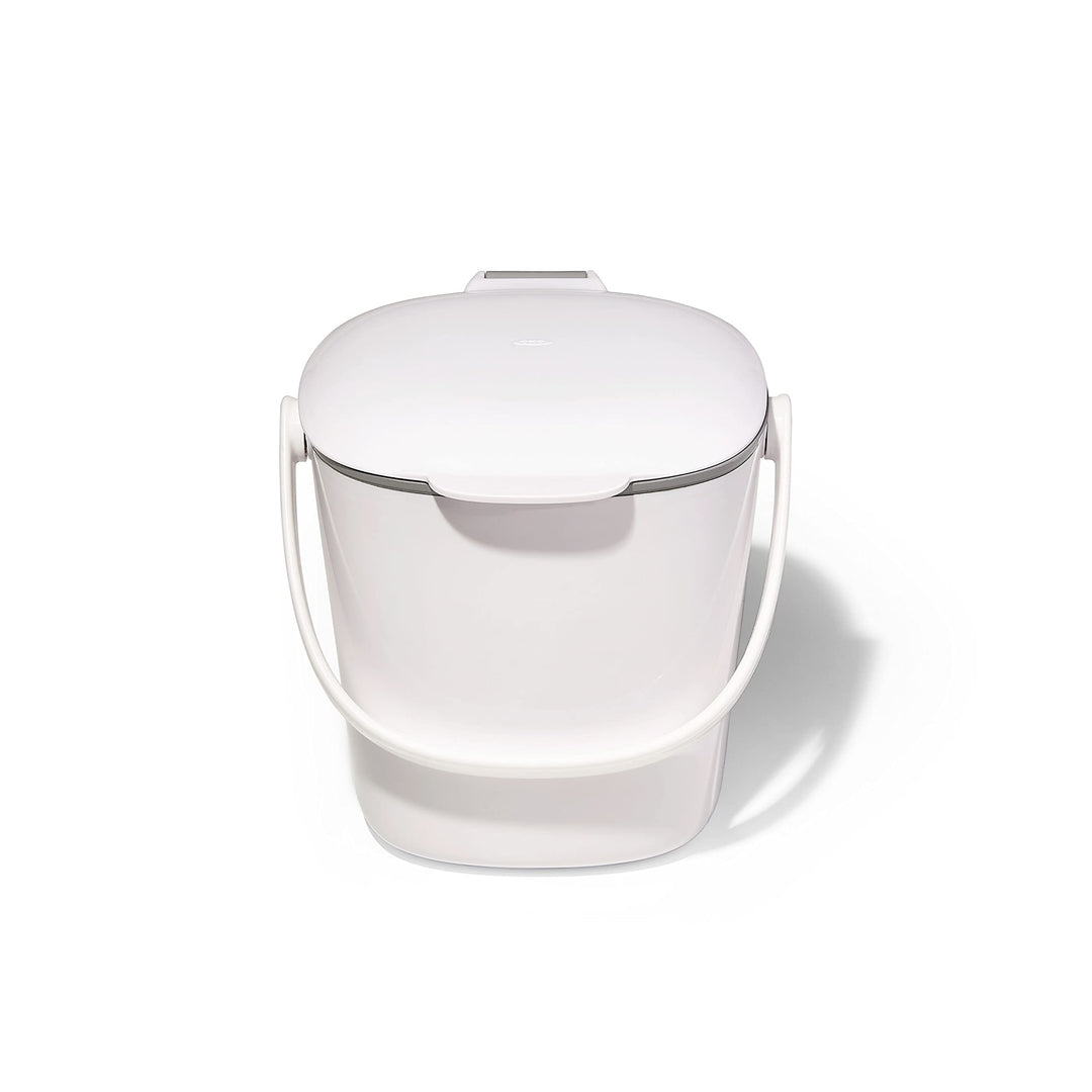 OXO Good Grips Komposteimer weiss – geruchsdichter Abfalleimer für die Küche – 2,8 l 2.8L Weiss, 2.8
