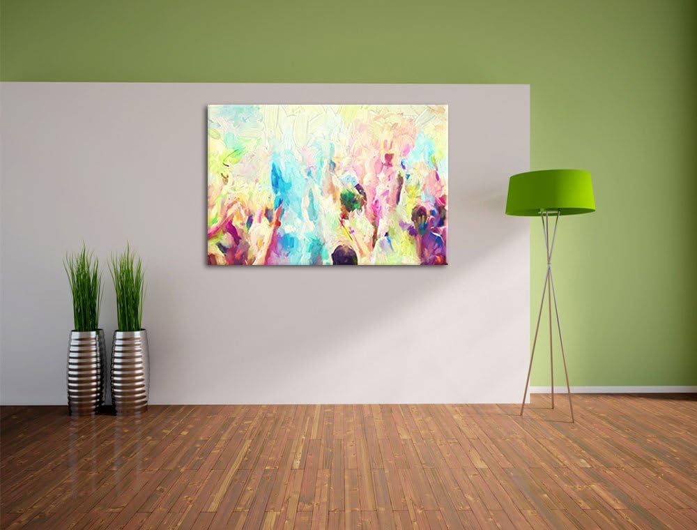 Pixxprint Farben Festival Holi Indien als Leinwandbild/Grösse: 100x70 cm/Wandbild/Kunstdruck/fertig