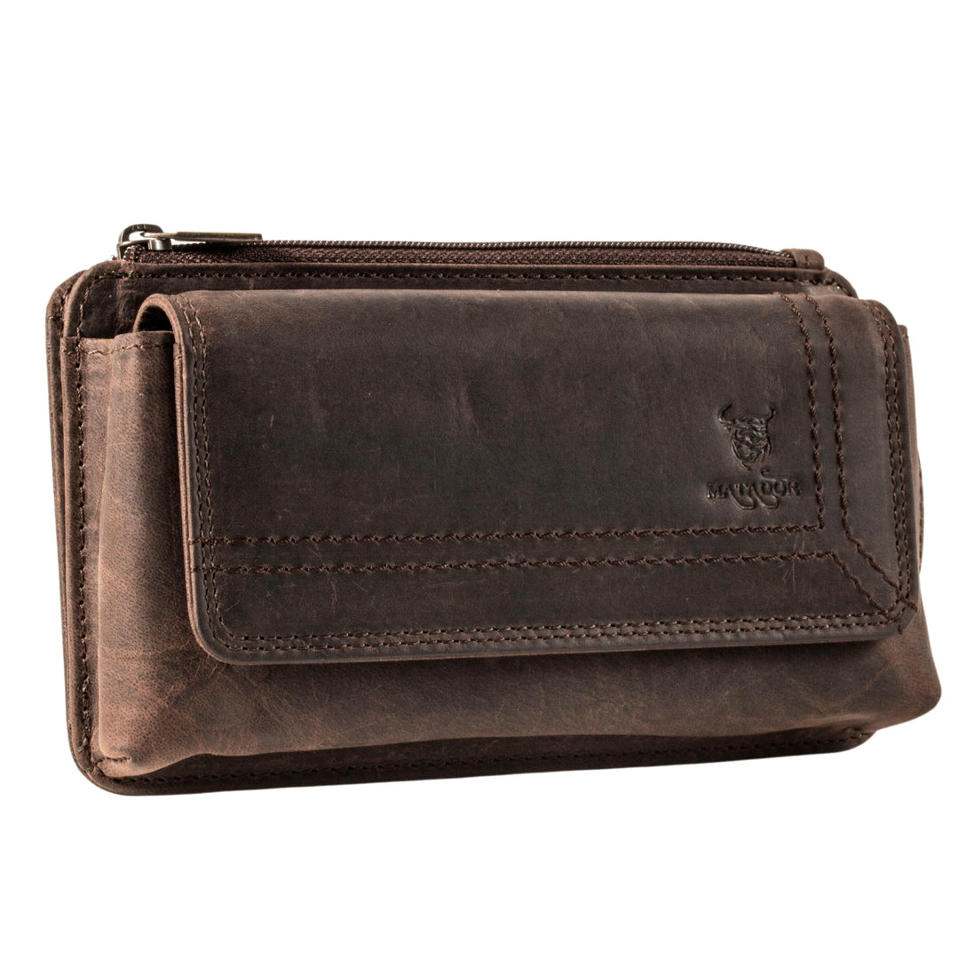 MATADOR Echt Leder Universal Handy-Tasche Holster Gürteltasche Magnetverschluss Quer für Handys bis