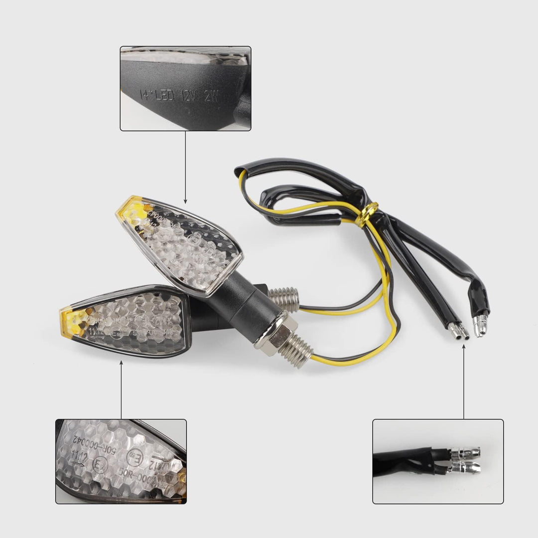 EXLECO 4Pcs LED Motorrad Blinker DC 12V 14LED Micro Blinker Wasserdicht M10 Universal Mini Blinker S