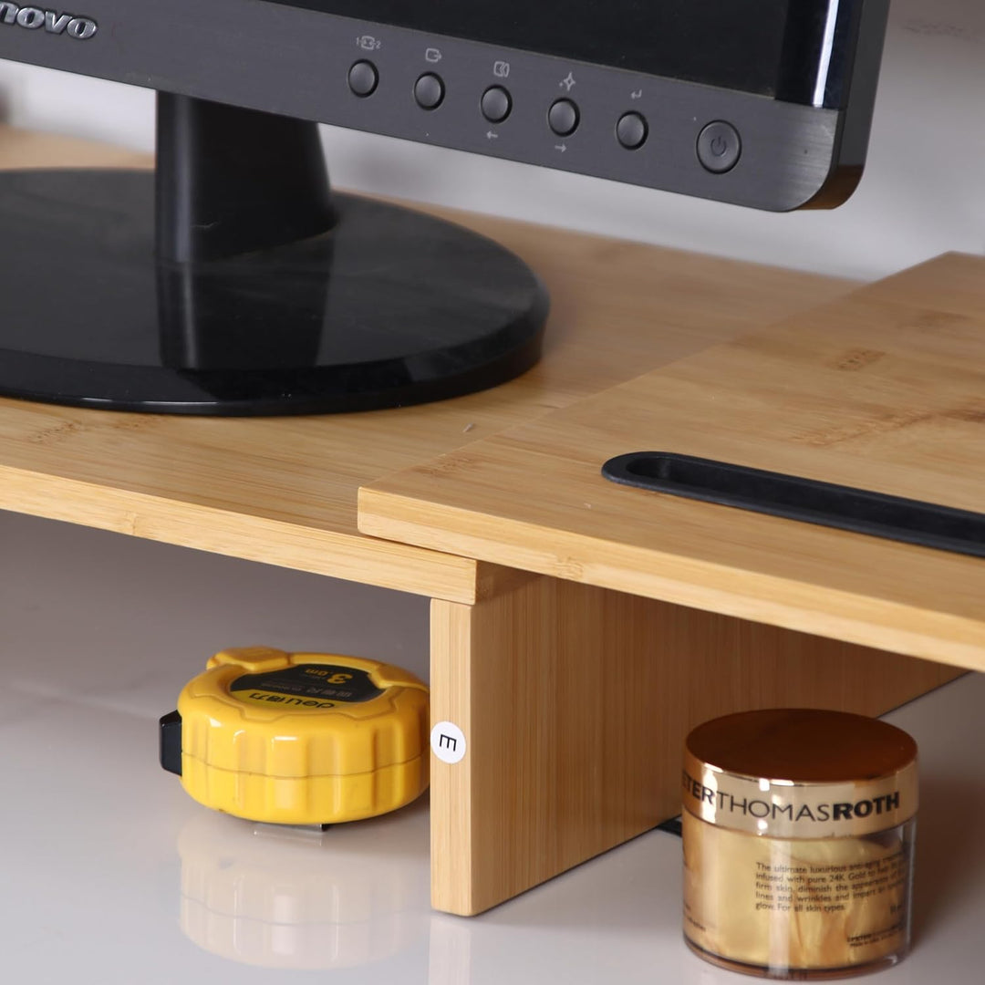 Relaxdays Monitorständer, 2 Monitore, ausziehbare Segmente, Breite 74-105 cm, ergonomische PC Ablage