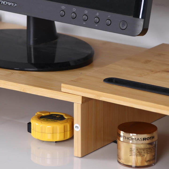 Relaxdays Monitorständer, 2 Monitore, ausziehbare Segmente, Breite 74-105 cm, ergonomische PC Ablage