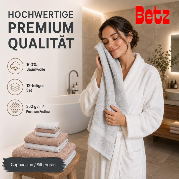 Betz 12 TLG. Handtuch Set Berlin 100% Baumwolle 2 Liegetücher 4 Handtücher 2 Gästetücher 2 Seiflappe