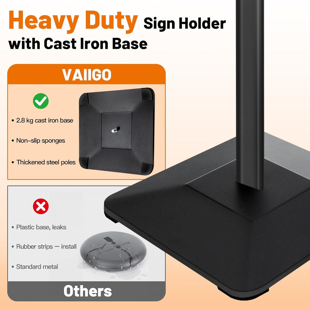 VAIIGO Heavy Duty Sign Holder Poster Stand, Adjustable Menu Display Stand Floor Standing Sign Holder