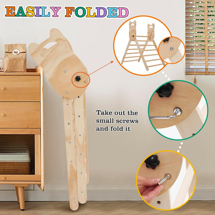 Ark miido Klettergerüst Indoor klettersteine 3-in-1 Montessori kletterdreieck mit Rutsche Faltbares