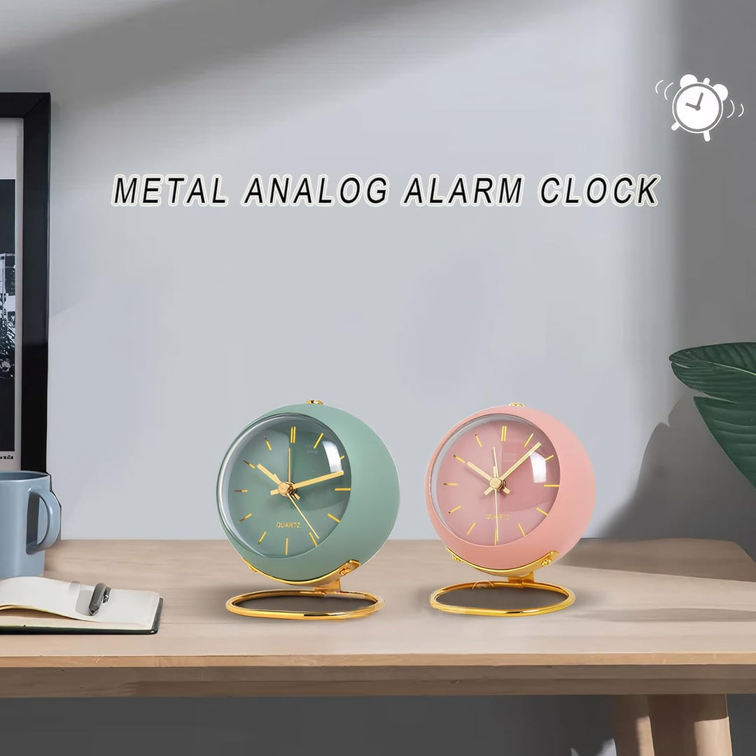 Lancoon Retro Quarzuhr Mit Nachtlicht Analogwecker Metall Einfaches Niedliches Design Tischuhr Batte