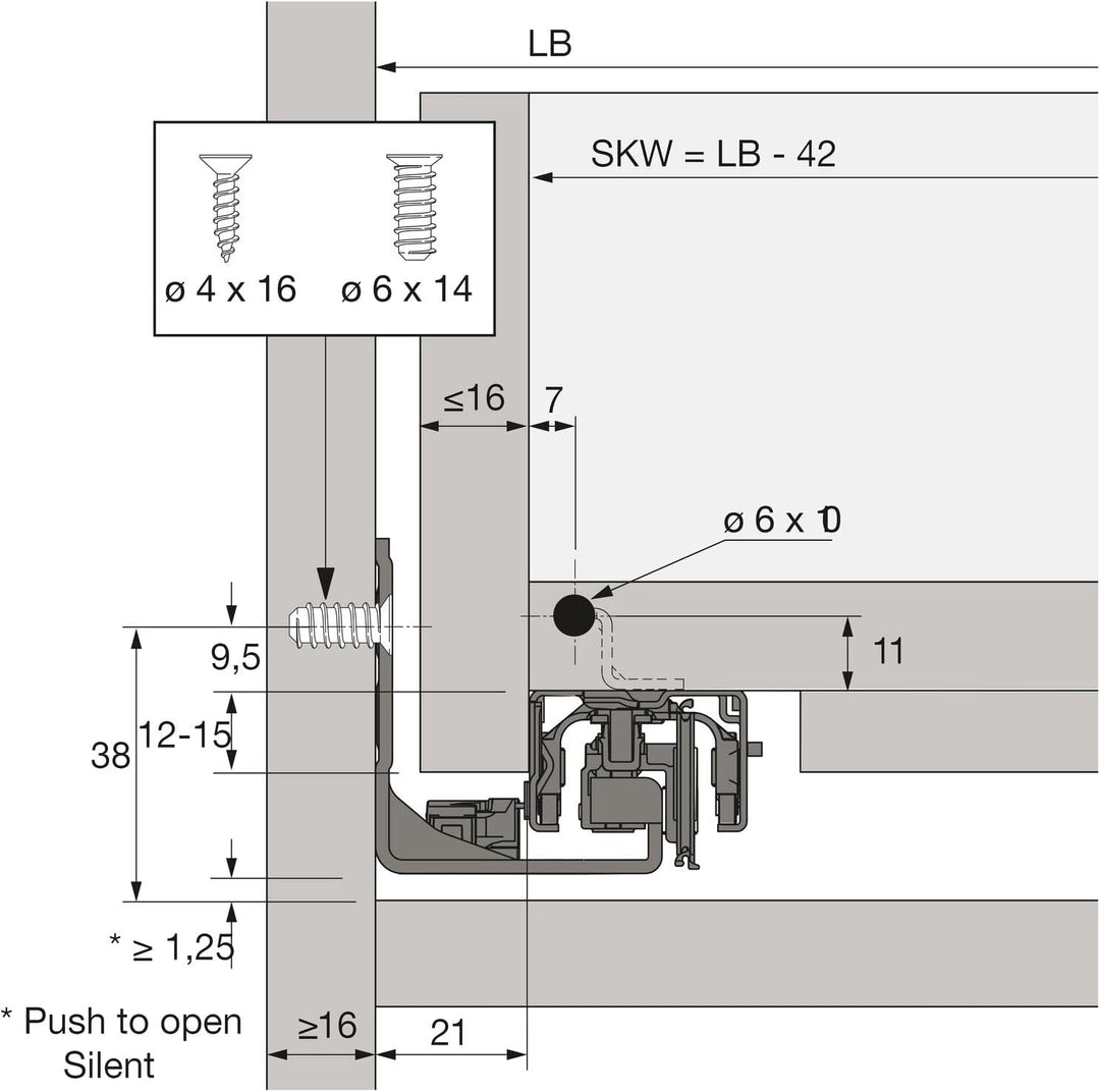 HETTICH 9257006 Actro You Auszugsführung Vollauszug mit Silent System (Schubladendämpfer), Tragkraft