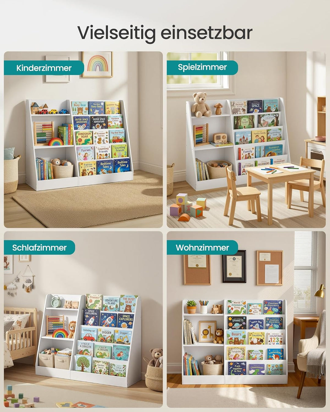 SONGMICS Bücherregal Kinder, Spielzeugregal, Kinderregal, Montessori Regal mit 5 Ebenen, Kinderzimme