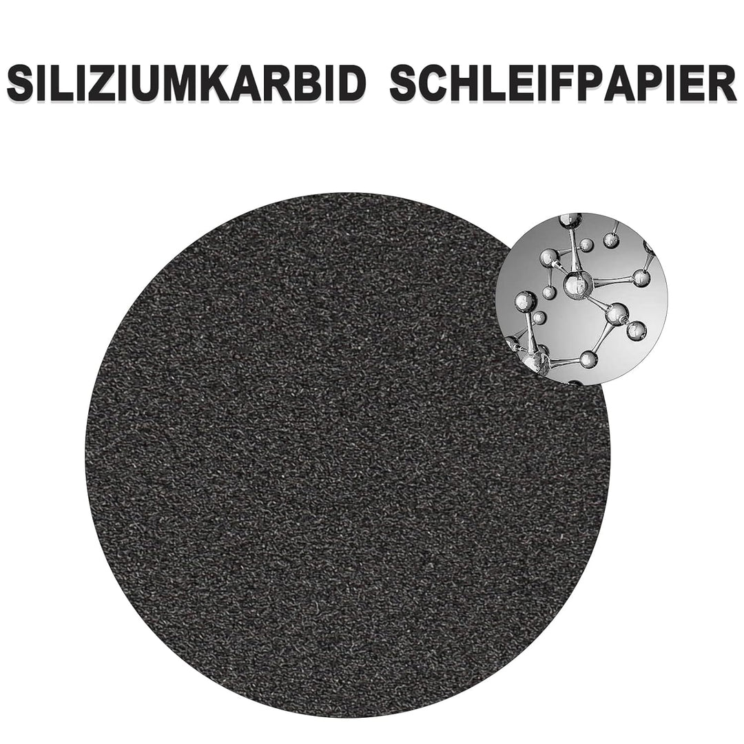 Wanmutrun125MM schwarzes Schleifpapier Klett 90 Stück,10X220/240/400/600/800/1000/1500/2000/3000 Mis