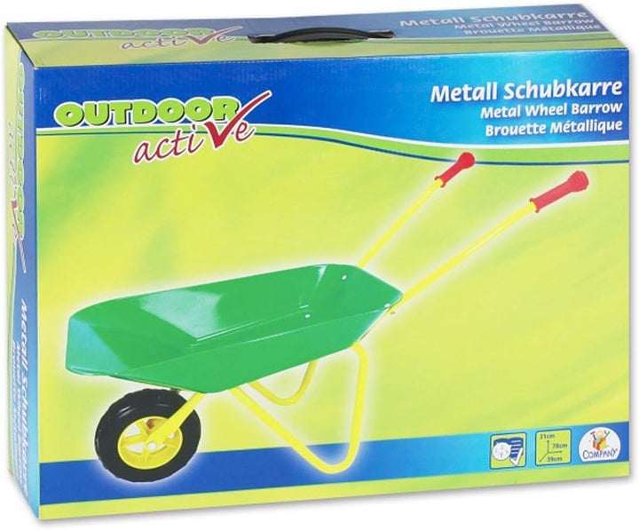 Outdoor active Schubkarre Metall gruen/gelb