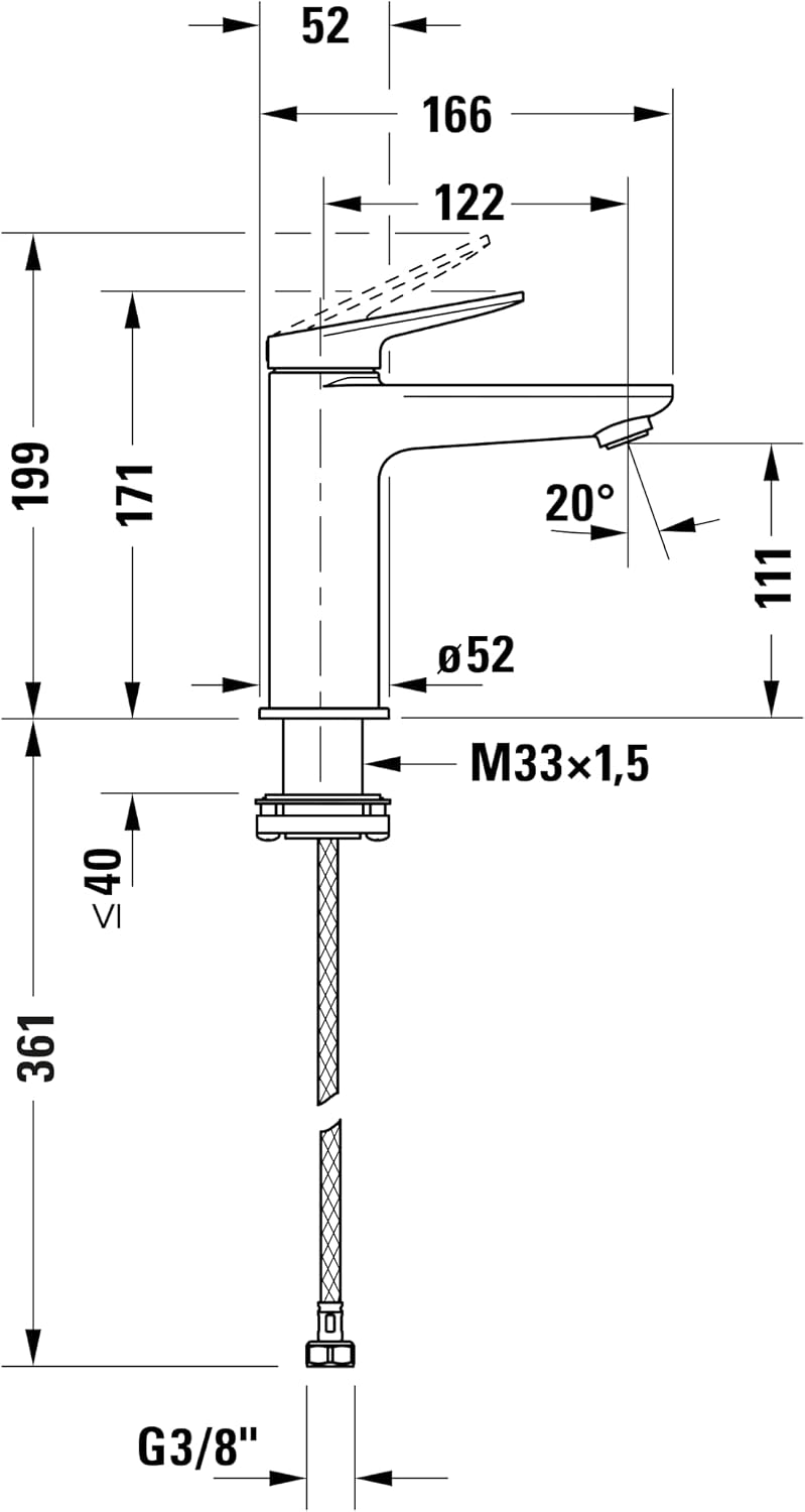 Duravit Wave Waschtischarmatur, Grösse M (Auslauf Höhe 111 mm), Wasserhahn Bad, Armatur Waschbecken,