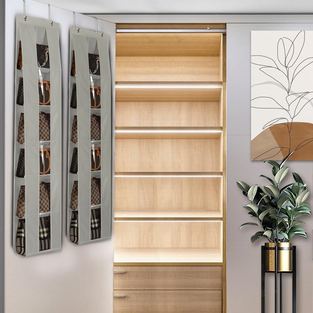 Lirex Handtaschen Organizer Über Tür, 2er Set mit 6 Etagen, platzsparender Organizer zur Aufbewahrun