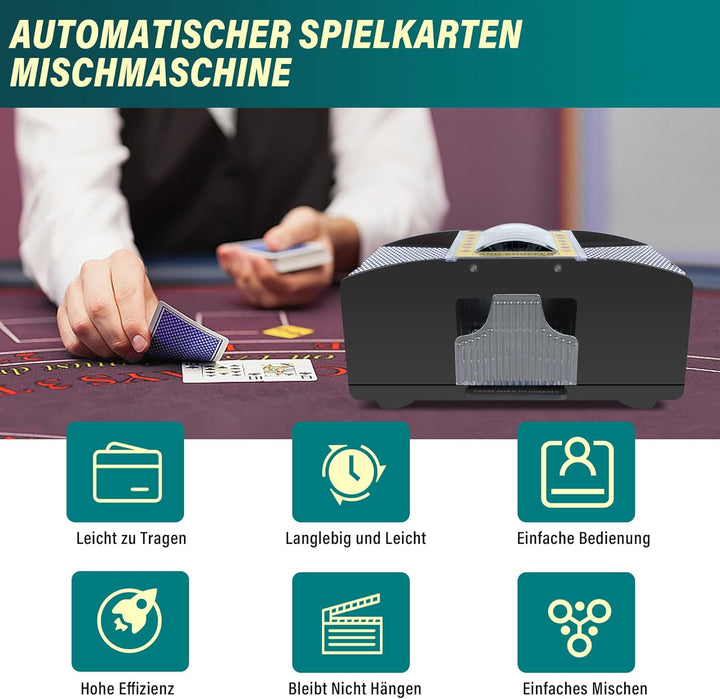 Kartenmischmaschine Elektrische für 1-2 Decks, Automatischer Spielkarten Mischmaschine für Familient
