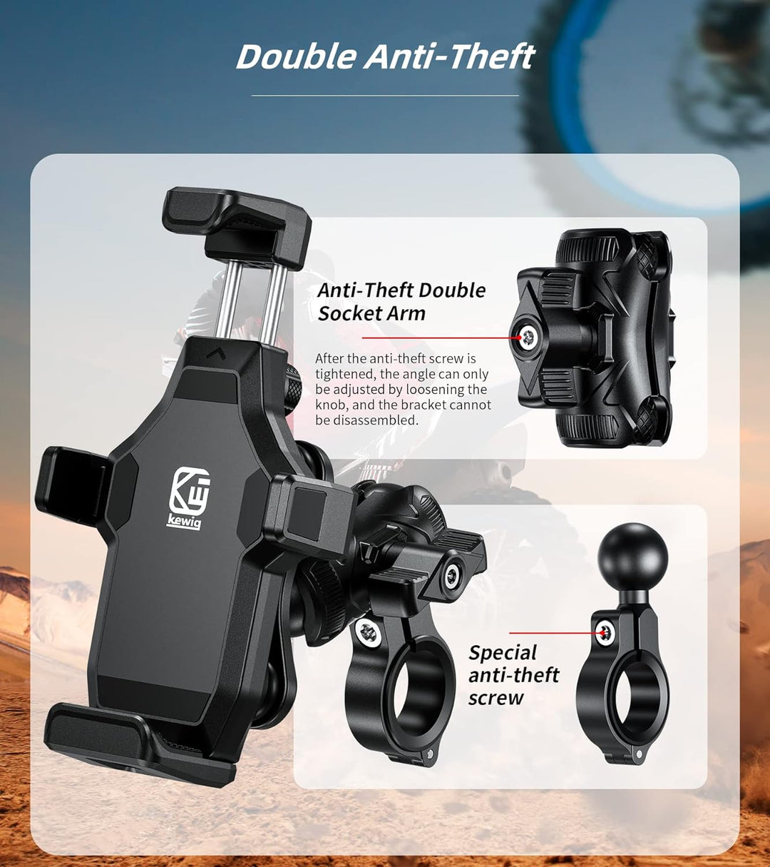 Kewig Motorrad Handyhalterung mit Vibrationsdämpfer und Hochgeschwindigkeits Sicherheitsschloss, neu