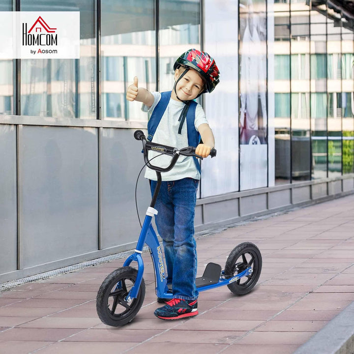 HOMCOM Kinderroller Scooter Tretroller mit verstellbarem Lenker, grossen Rädern und Hinterbremse Kic