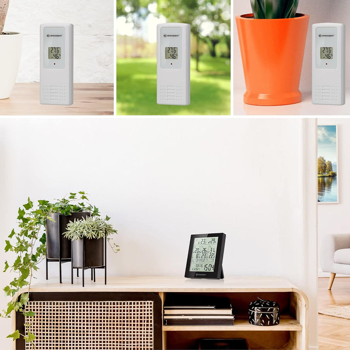 Bresser Wetterstation Funk mit Aussensensor Quadro Neo mit Wettervorhersage, Luftdruckmessung, Wecke