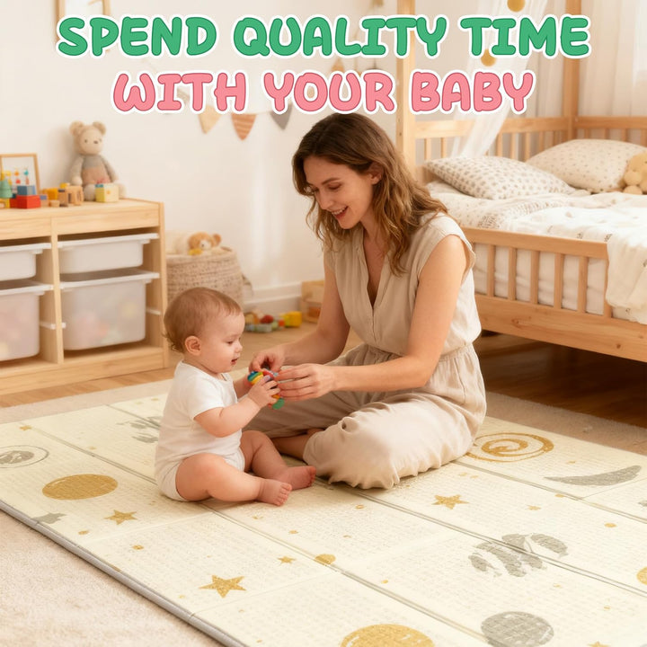 Soontrans Krabbelmatte Baby, Spielmatte Baby Faltbar, 180x120x1cm, Play Mat for Babies Doppelseitige
