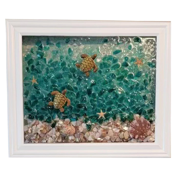 Seeglas-Kunstset, gebeiztes Seeglas-Kunstset mit Fotorahmen, Mosaik-Bastelset, DIY-Seeglas zum Baste