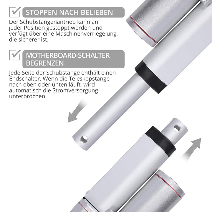 Justech Linearmotor Verstellantrieb Toröffner Linear Actuator Motor 12v DC 750N 50mm Lineartechnik E