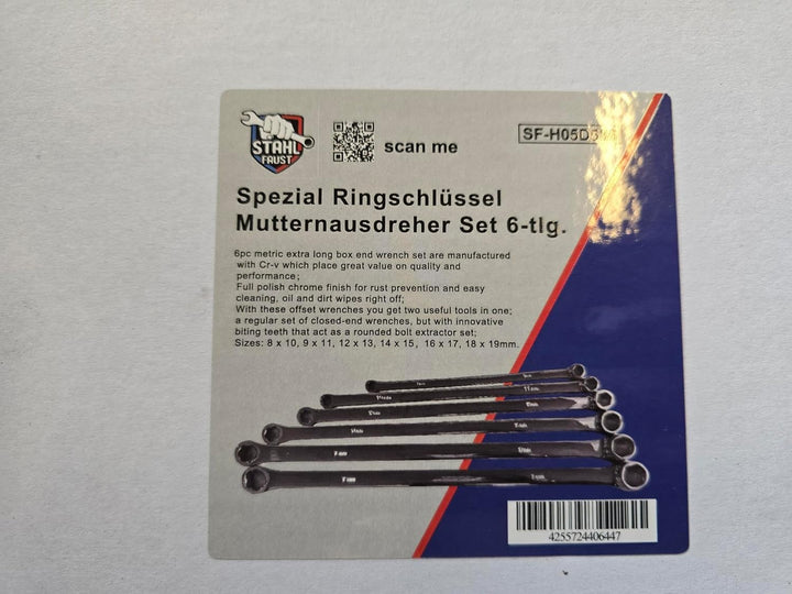 Stahl-Faust Spezial Ringschlüssel Mutternausdreher Set 6-tlg.