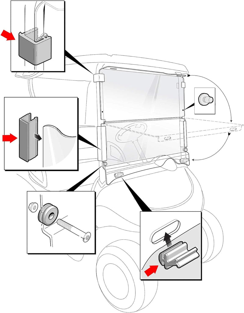 10L0L Golfwagen-Windschutzscheiben-Clips für Golf Cart Club Car EZGO