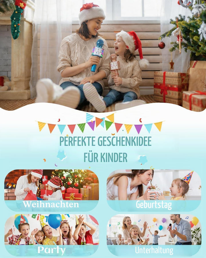 Drahtloses Bluetooth Mikrofon Karaoke Mit LED-Leuchten Tragbare Handheld Singen Karaoke Lautsprecher