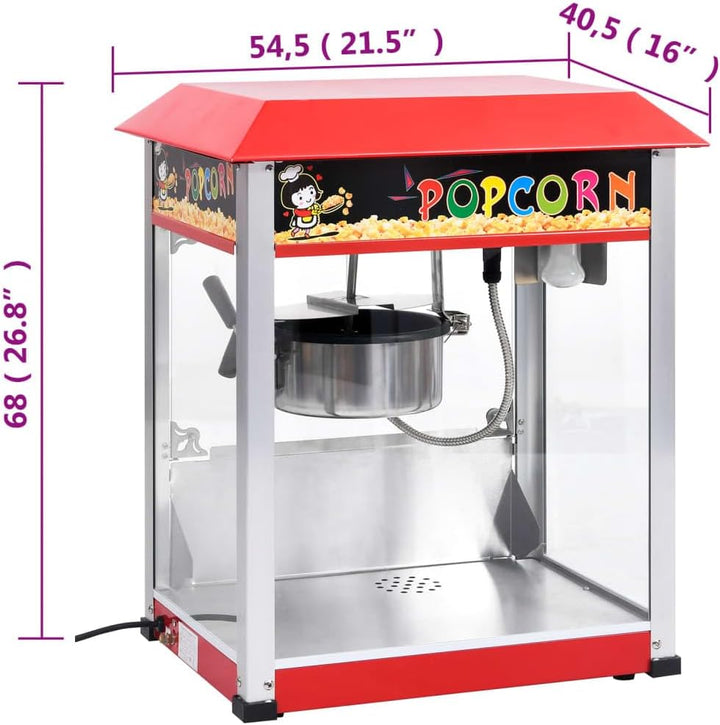 Popcornmaschine mit Teflon-Kochtopf 1400 W für Heimkino, Party, Kinoabend, mit Edelstahlkessel, 2,7