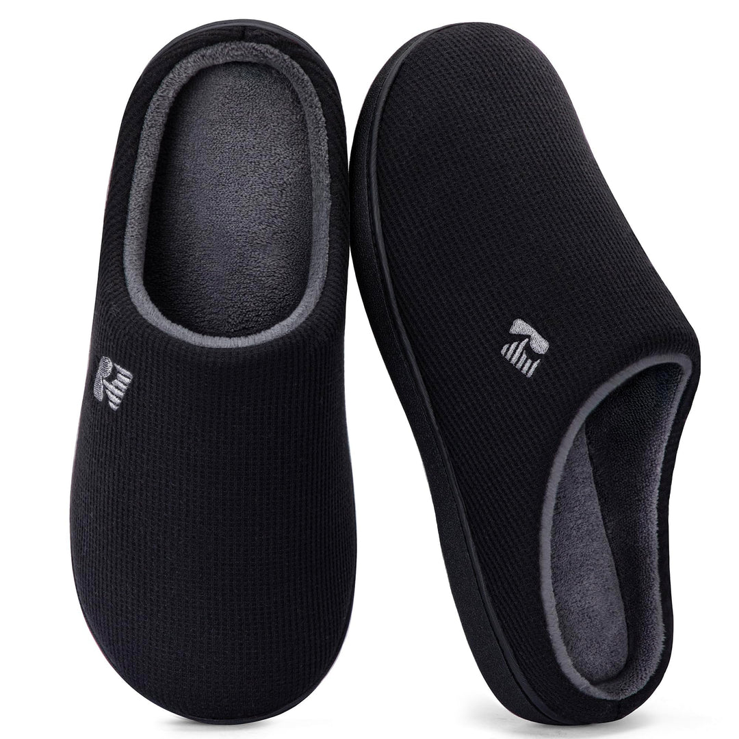 RockDove Herren Original Zweifarbige Hausschuhe mit Rückstellschaum 43.5 EU Schwarz und Grau, 43.5 E