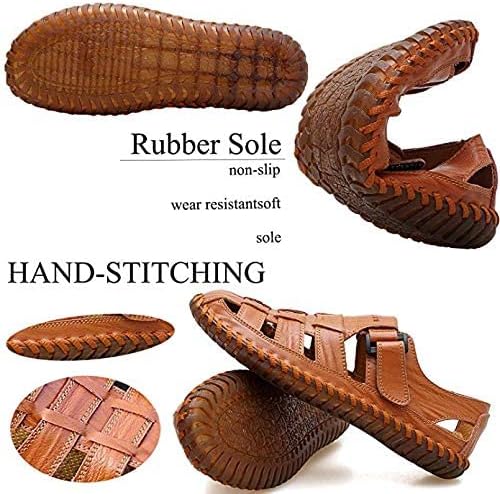 Moodeng Herren Sandalen Outdoor Leder Sommer Outdoorsandalen Sport Trekking Strand Geschlossene Klet