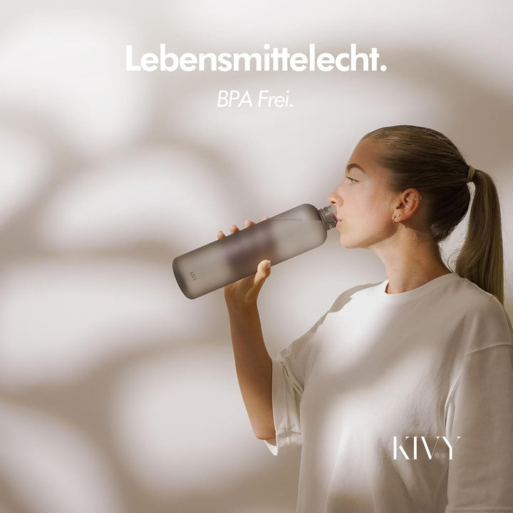 KIVY Trinkflasche 1l - Kohlensäure geeignet & Auslaufsicher - Für Sport, Schule & Büro - Sport Trink