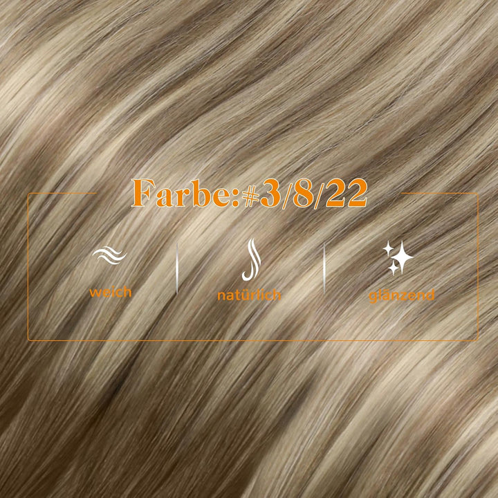 Easyouth Extensions mit Nanoring Echthaar 14 Zoll 50 Stück 50g Farbe Dunkelbraun tu Aschbraun Mix Mi