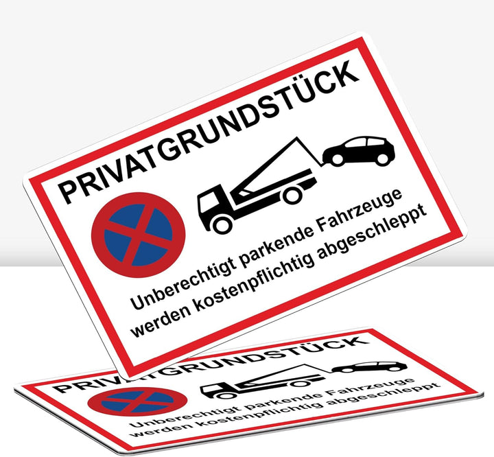 2 Stück XXL Privatgrundstück Schild 40x30cm Alu 3mm Alu-Dibond stabile Aluminiumverbundplatte unbere