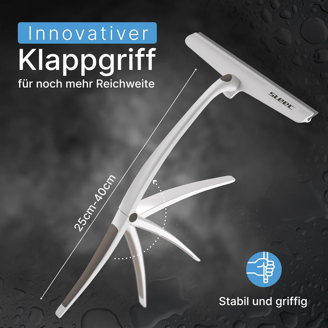 Revo Duschabzieher grau/weiss aus Kunststoff, Länge: 25-40cm I Hochwertiger Abzieher mit Klappgriff