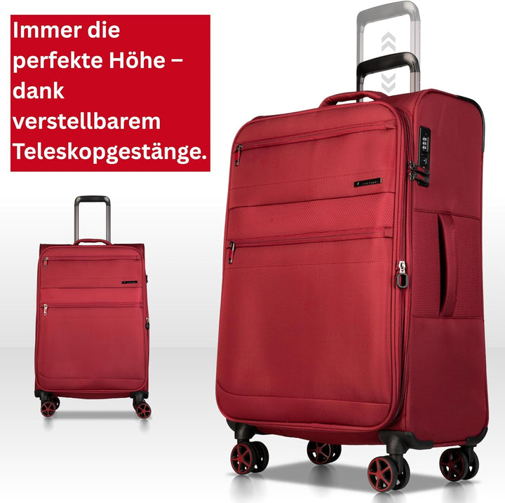 Cocoono Koffer Weichschale 64L bis 84L mit Dehnfalte – Stoffkoffer mit 4 Rollen – Reisekoffer Stoff