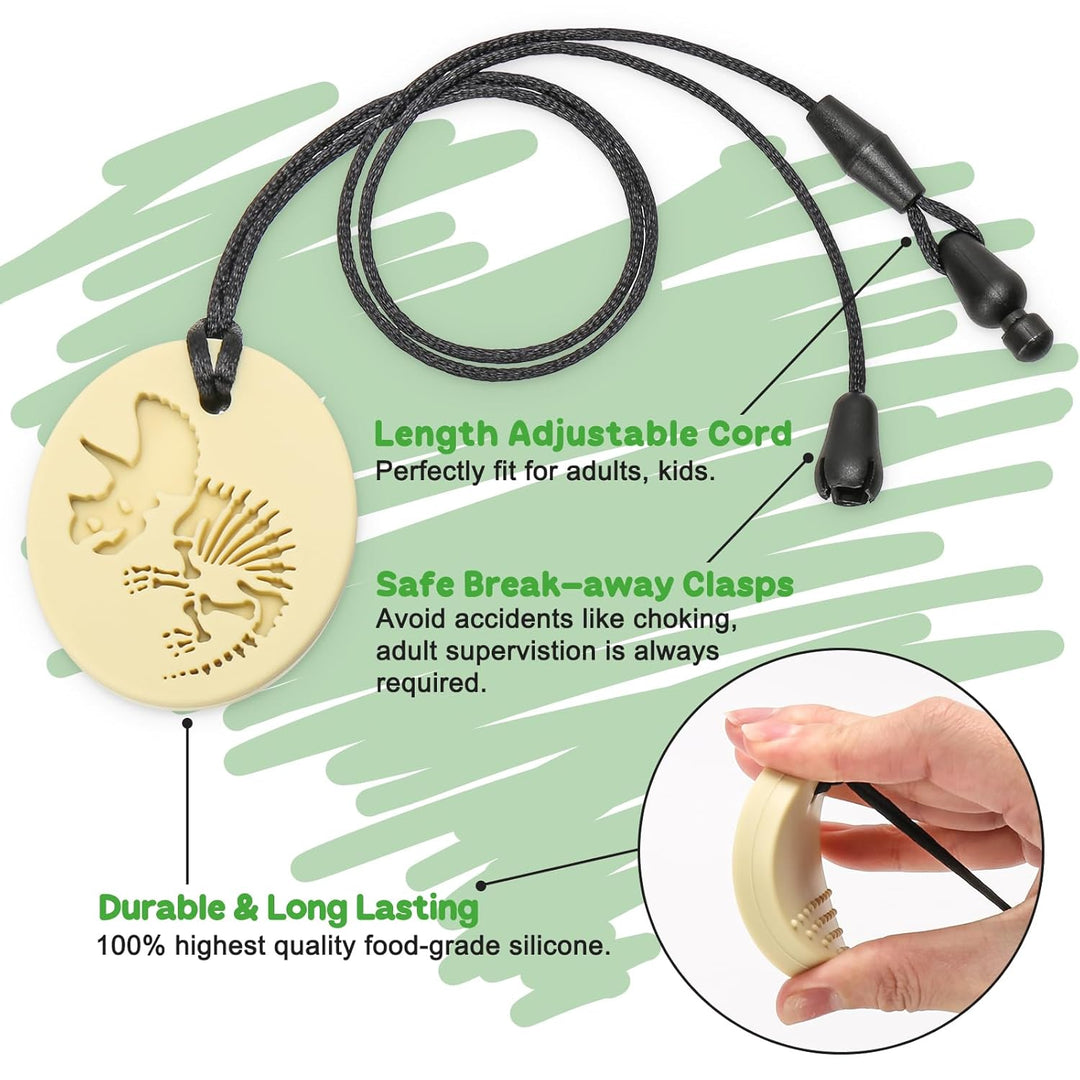 CLDY Kaukette für Kinder, 5 Stück Sensory Kauen Halskette, Kau-Charm, Beissring aus Silikon BPA-frei