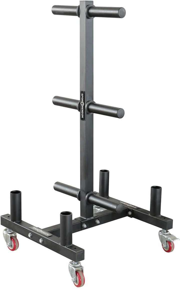 Sporttrend 24® Bumper Plate Rack auf Rollen bis 400kg mit 50mm Scheibenaufnahme | Hantelscheibenstän