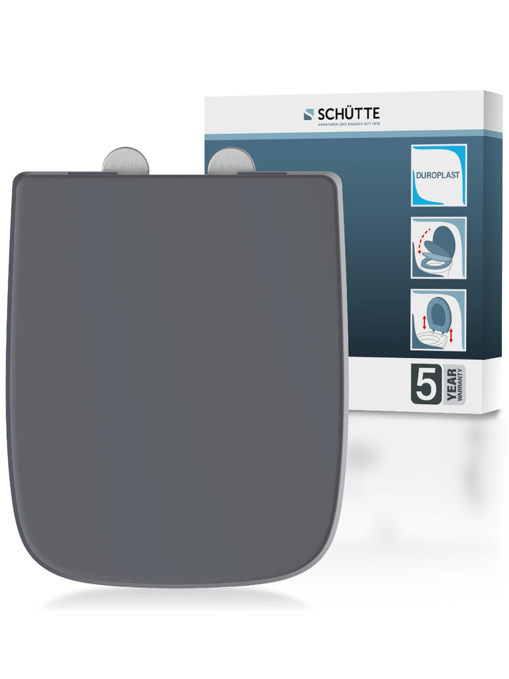 SCHÜTTE WC-Sitz Eckig (E-Form) | Passgenau für Keramag Renova Nr. 1 Plan | 5 Jahre Garantie & 250 kg
