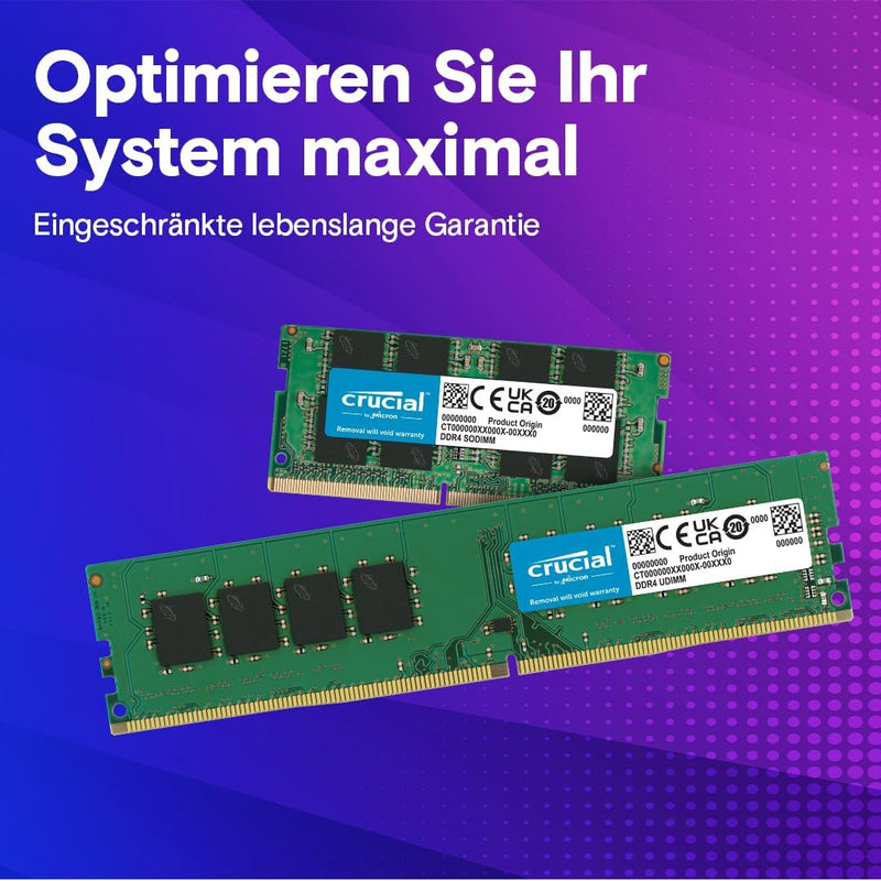 Crucial RAM CT32G4SFD832A 32GB DDR4 3200MHz CL22 (2933MHz oder 2666MHz) Laptop Arbeitsspeicher 3200M