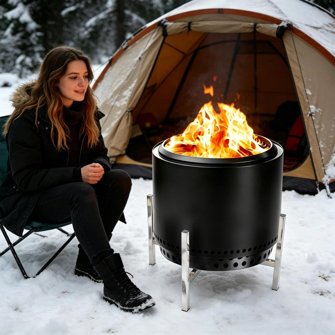 Feuerstelle Ständer, Edelstahl Feuerstellenständer für Outdoor-Kocher - Höhenverstellbar, Rostfrei,